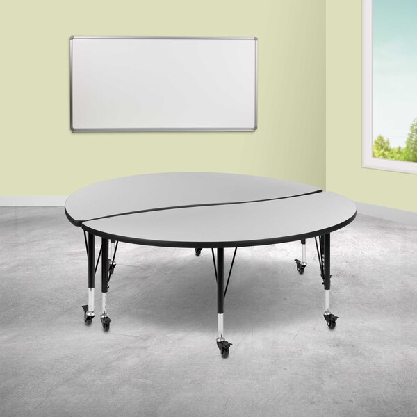 Flash Furniture Round 60 W, 60 L, 25 H, Chrome, Laminate, Particleboard, Steel, Grey XU-GRP-A60-HCIRC-GY-T-P-CAS-GG - main